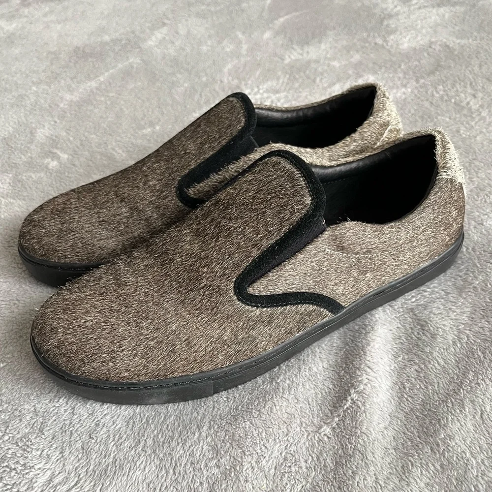 ONTO premium crafted slip on cowhide hair unisex sneakers size men 7 / women 8.5